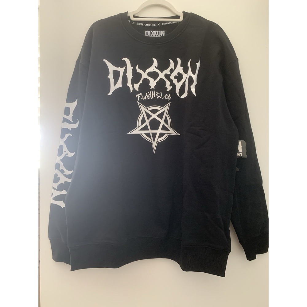 NWT Dixxon Sweater Mens Black Crewneck Sweatshirt Pullover Pentagram Star XL